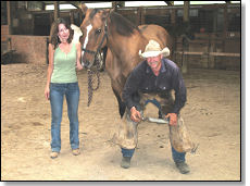 Farrier with Boarder and her horse