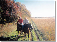 Riding on the trail in autumn
